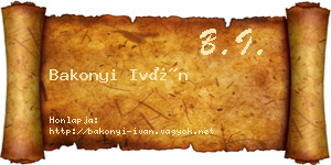 Bakonyi Iván névjegykártya